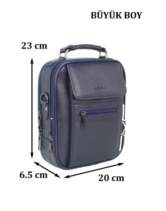 Kasalı Erkek Lacivert El ve Omuz Çantası