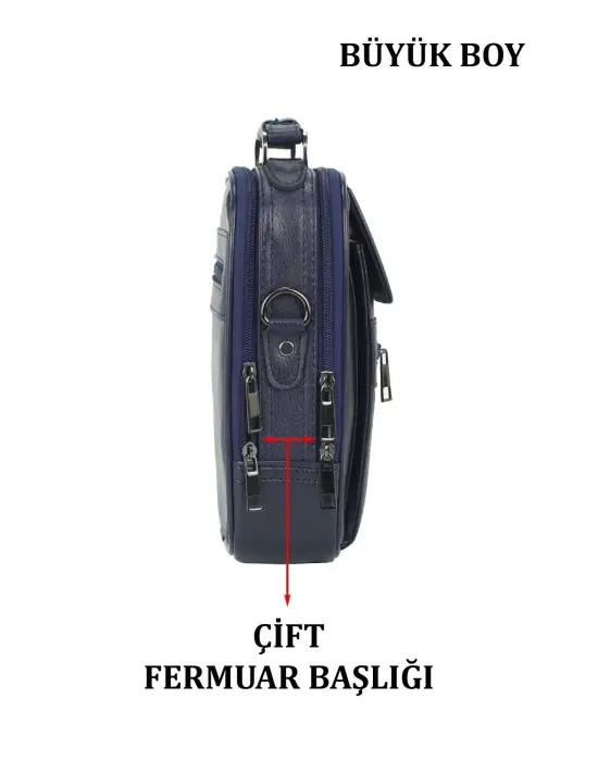 Kasalı Erkek Lacivert El ve Omuz Çantası
