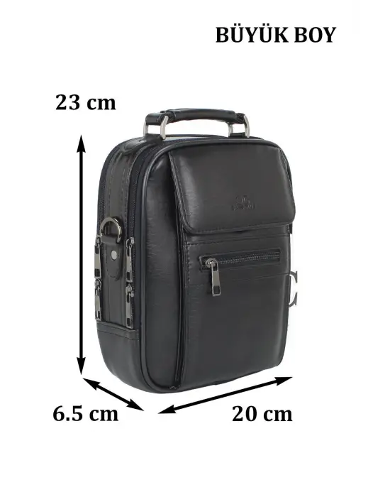 Kasalı Erkek Siyah El ve Omuz Çantası