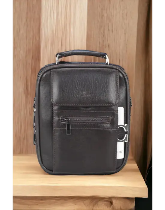 Kasalı Erkek Kahverengi El ve Omuz Çantası