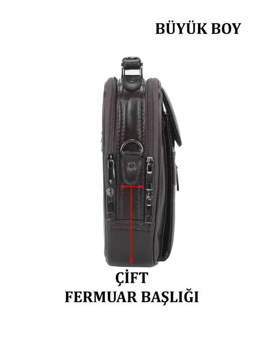 Kasalı Erkek Kahverengi El ve Omuz Çantası