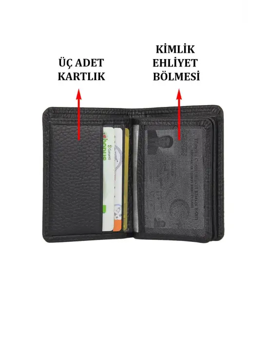 Hakiki Deri Kartlık Kartvizitlik Siyah Cüzdan