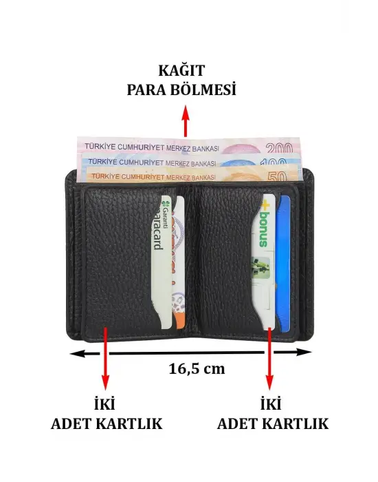 Hakiki Deri Kartlık Kartvizitlik Siyah Cüzdan