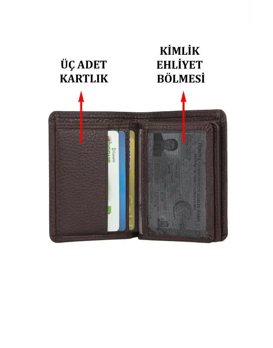 Hakiki Deri Kartlık Kartvizitlik Kahverengi Cüzdan