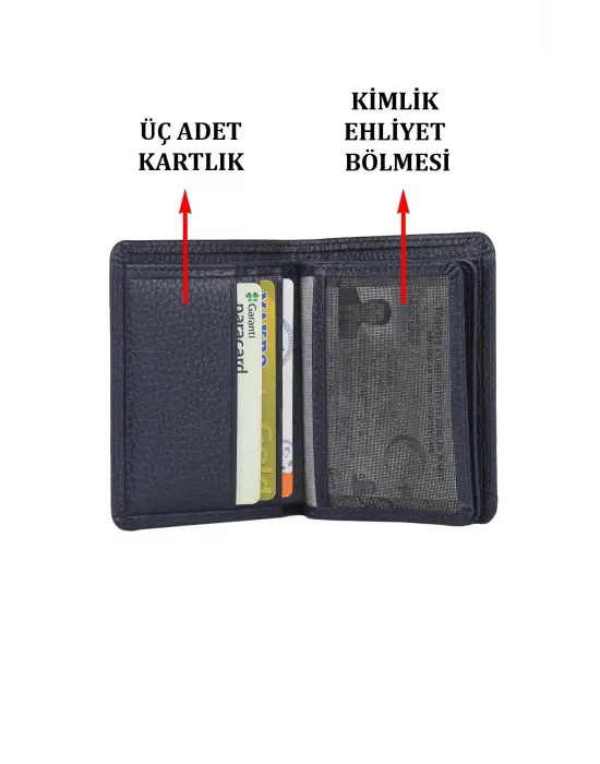 Hakiki Deri Kartlık Kartvizitlik Lacivert Cüzdan