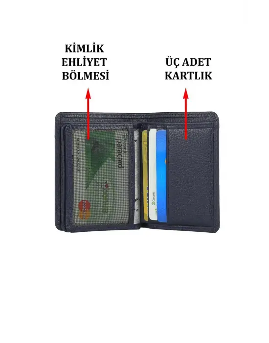 Hakiki Deri Kartlık Kartvizitlik Lacivert Cüzdan