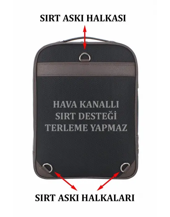 Fonksiyonel 15,6 inç Sportif Kahverengi Laptop Sırt Çantası