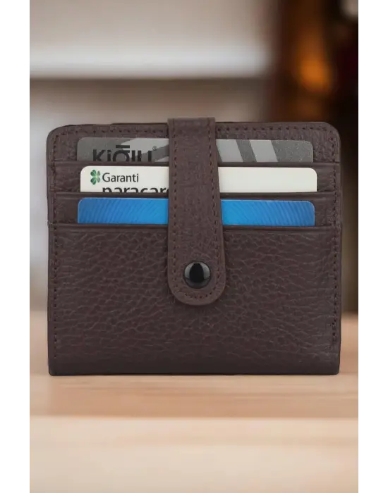 Hakiki Deri Unisex Slim Kartlık Kahverengi Cüzdan