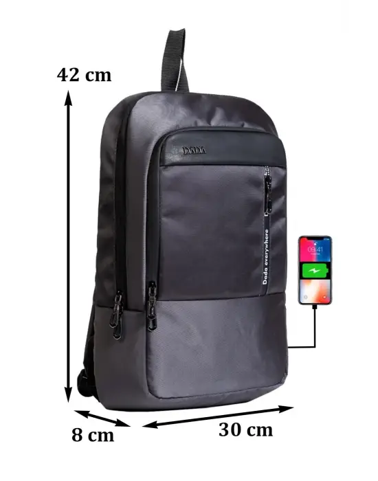 Su Geçirmez 14-15,6 inç Slim Antrasit Notebook Laptop Sırt Çantası