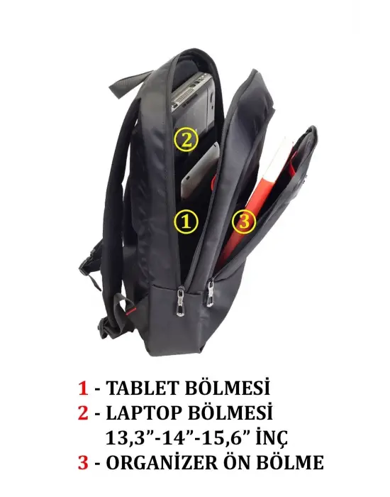 Su Geçirmez 14-15,6 inç Slim Siyah Notebook Laptop Sırt Çantası