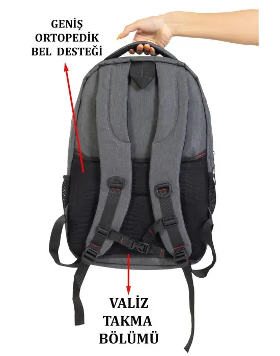 Büyük Boy Su Geçirmez 15,6 inç Antrasit Notebook Laptop Sırt Çantası