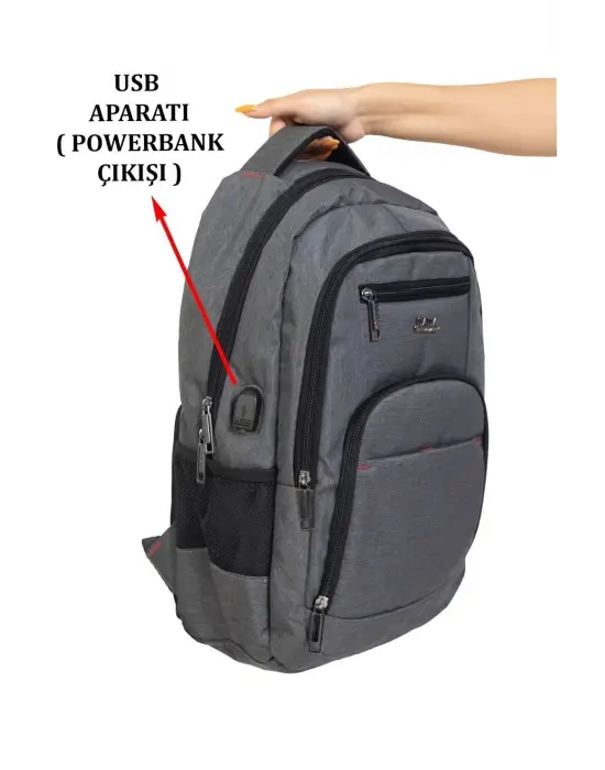Büyük Boy Su Geçirmez 15,6 inç Antrasit Notebook Laptop Sırt Çantası