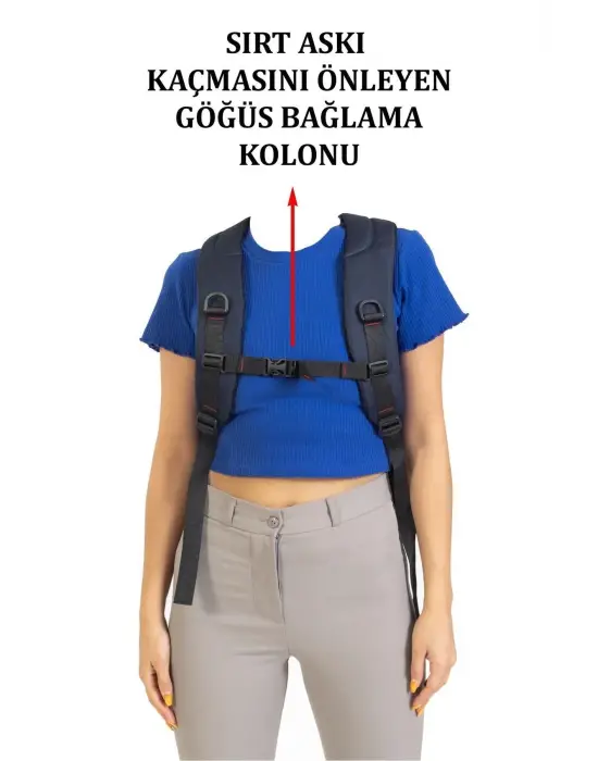 Büyük Boy Su Geçirmez 15,6 inç Lacivert Notebook Laptop Sırt Çantası