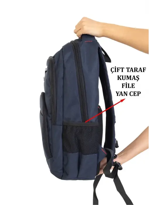 Büyük Boy Su Geçirmez 15,6 inç Lacivert Notebook Laptop Sırt Çantası
