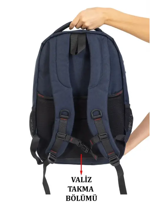 Büyük Boy Su Geçirmez 15,6 inç Lacivert Notebook Laptop Sırt Çantası