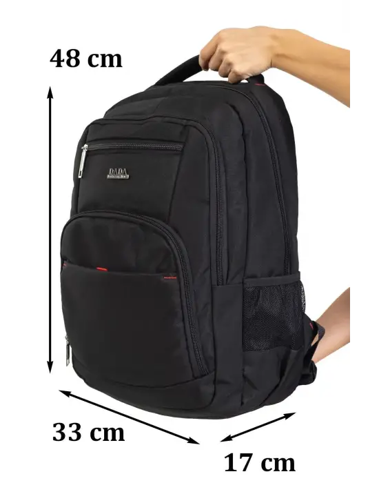 Büyük Boy Su Geçirmez 15,6 inç Siyah Notebook Laptop Sırt Çantası