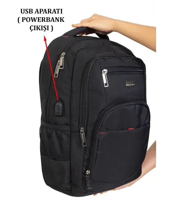 Büyük Boy Su Geçirmez 15,6 inç Siyah Notebook Laptop Sırt Çantası