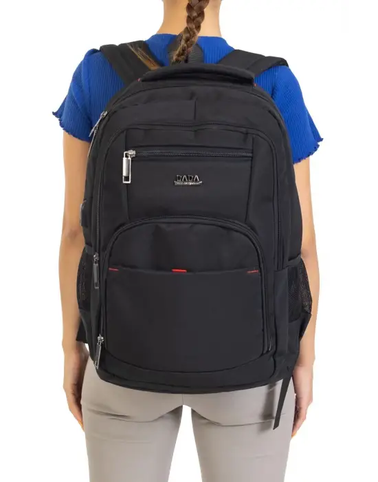 Büyük Boy Su Geçirmez 15,6 inç Siyah Notebook Laptop Sırt Çantası