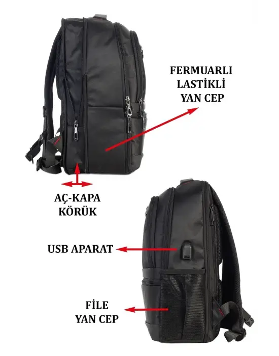 Sportif Su Geçirmez 14-15,6 inç Lacivert Notebook Laptop Sırt Çantası