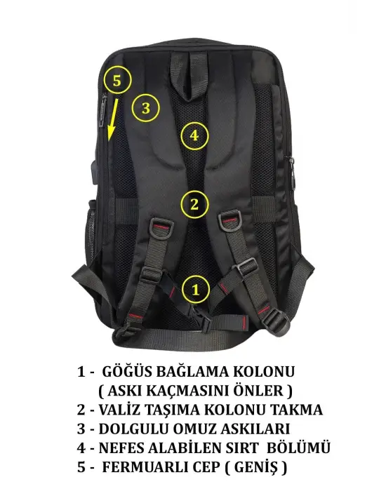 Sportif Su Geçirmez 14-15,6 inç Lacivert Notebook Laptop Sırt Çantası