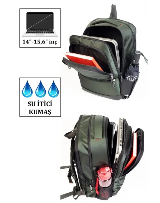 Sportif Su Geçirmez Notebook Laptop Sırt Çantası 14 - 15,6 inç