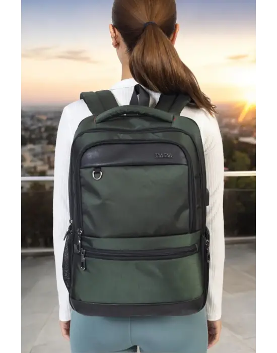 Sportif Su Geçirmez 14 - 15,6 inç Haki Notebook Laptop Sırt Çantası