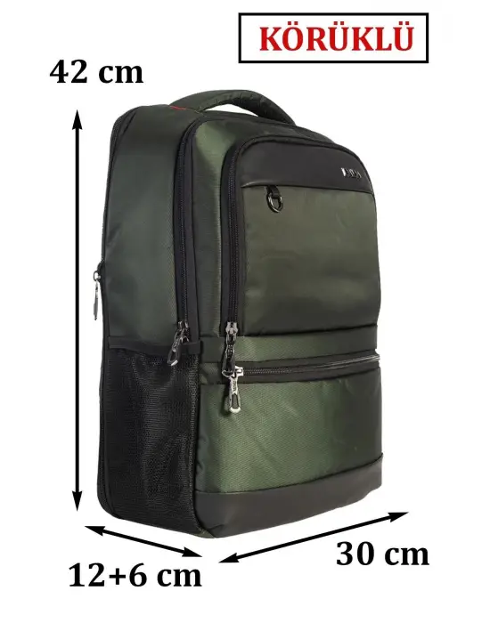 Sportif Su Geçirmez 14 - 15,6 inç Haki Notebook Laptop Sırt Çantası