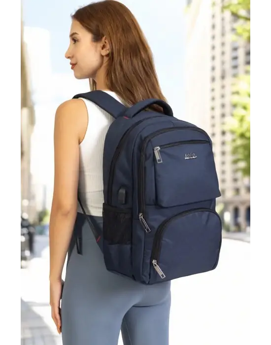 Sportif Darbe Emici Su Geçirmez 13,3-14 inç Lacivert Laptop Sırt Çantası