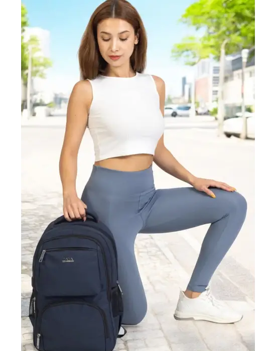 Sportif Darbe Emici Su Geçirmez 13,3-14 inç Lacivert Laptop Sırt Çantası