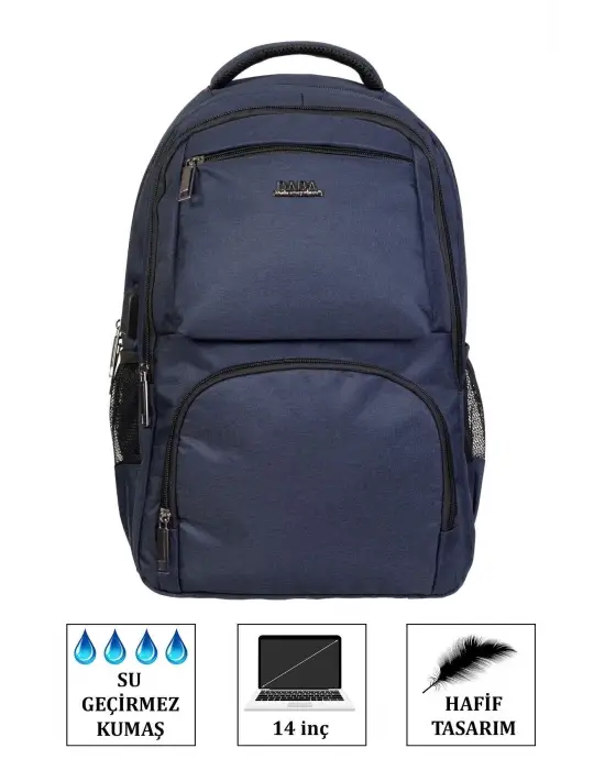 Sportif Darbe Emici Su Geçirmez 13,3-14 inç Lacivert Laptop Sırt Çantası