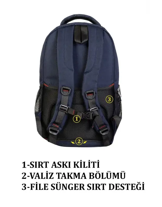 Sportif Darbe Emici Su Geçirmez 13,3-14 inç Lacivert Laptop Sırt Çantası