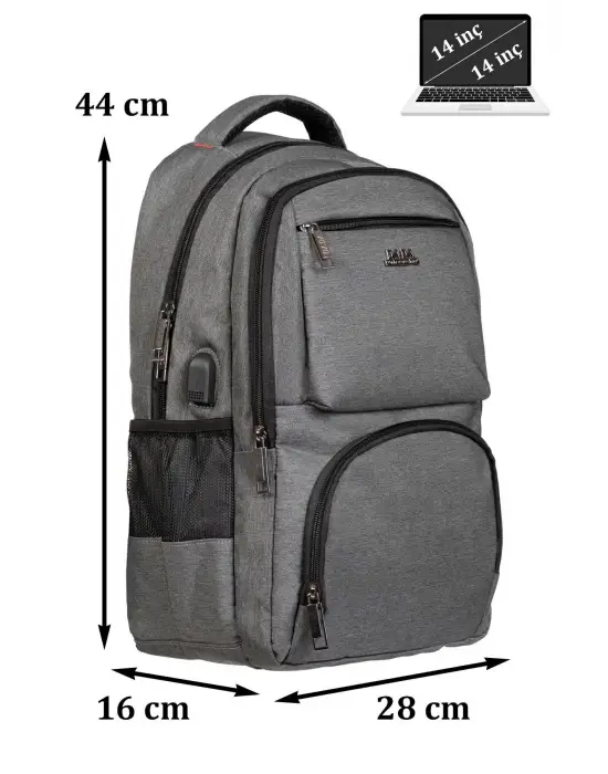 Sportif Darbe Emici Su Geçirmez 13,3-14 inç Antrasit Laptop Sırt Çantası