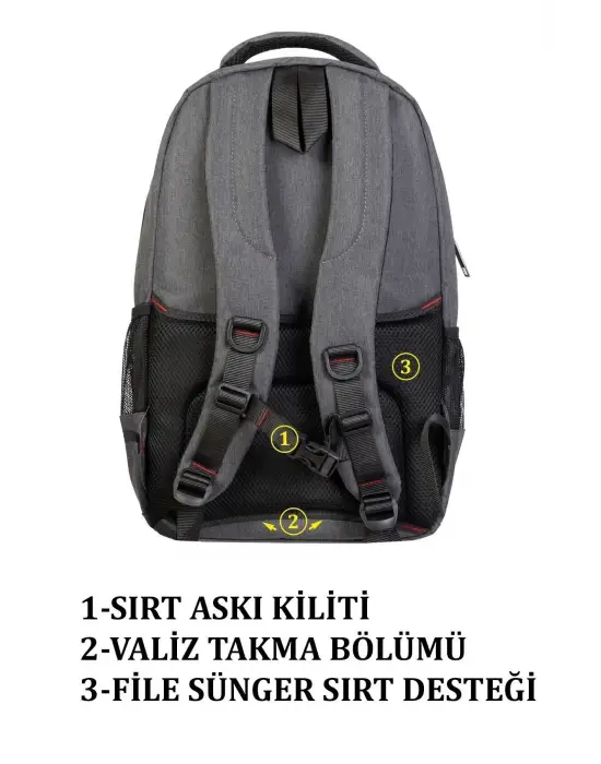 Sportif Darbe Emici Su Geçirmez 13,3-14 inç Antrasit Laptop Sırt Çantası