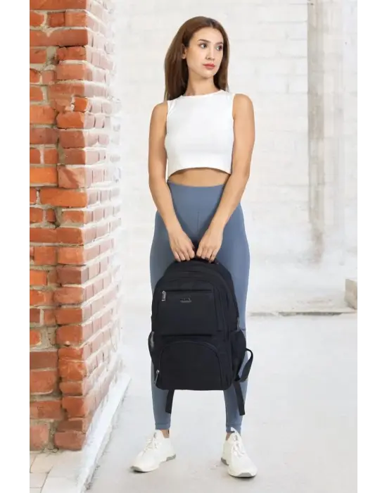 Sportif Darbe Emici Su Geçirmez 13,3-14 inç Siyah Laptop Sırt Çantası