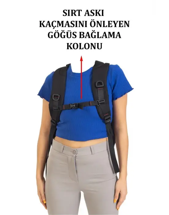 Sportif Darbe Emici Su Geçirmez 13,3-14 inç Siyah Laptop Sırt Çantası