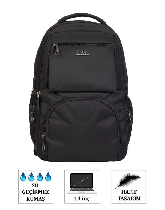 Sportif Darbe Emici Su Geçirmez 13,3-14 inç Siyah Laptop Sırt Çantası