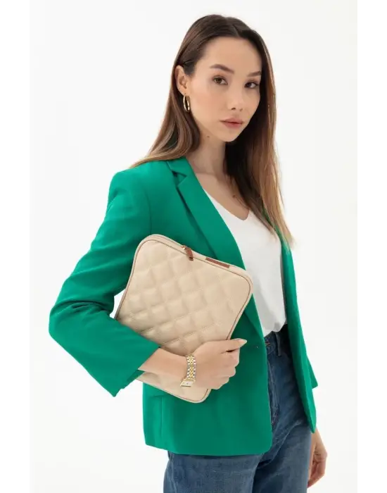 10-11 İnç Şık iPad Air Pro & Matepad & Galaxy Bej Tablet Kılıfı