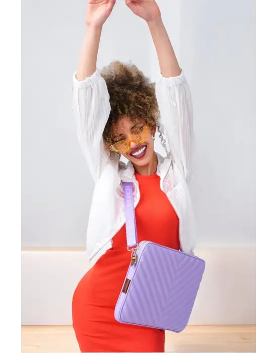 Omuz Askılı Macbook Air Pro 13.3-14 İnç Lila Notebook Laptop Kılıfı