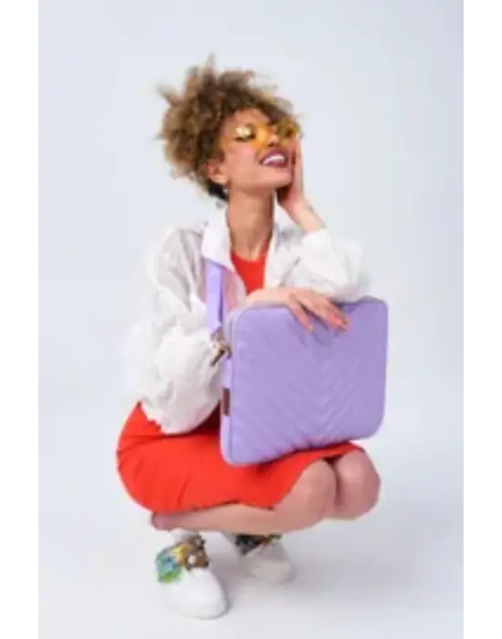 Omuz Askılı Macbook Air Pro 13.3-14 İnç Lila Notebook Laptop Kılıfı