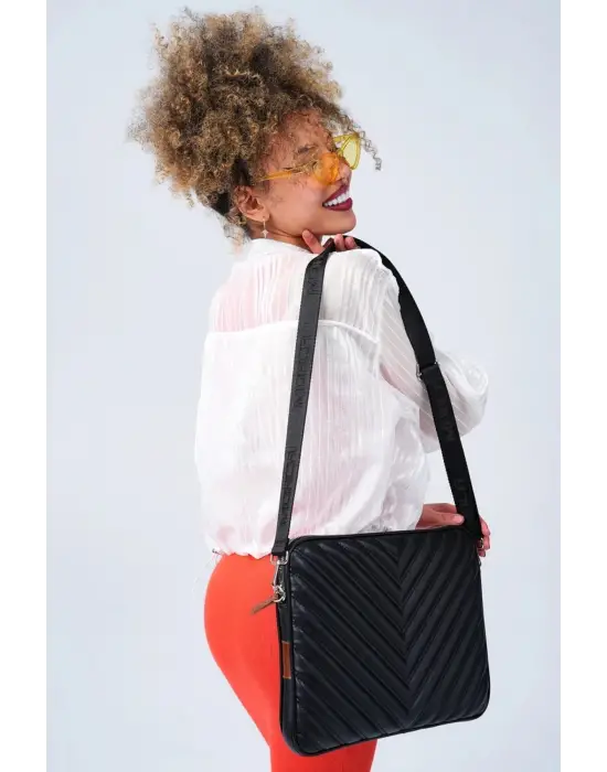 Omuz Askılı Macbook Air Pro 13.3-14 İnç Siyah Notebook Laptop Kılıfı