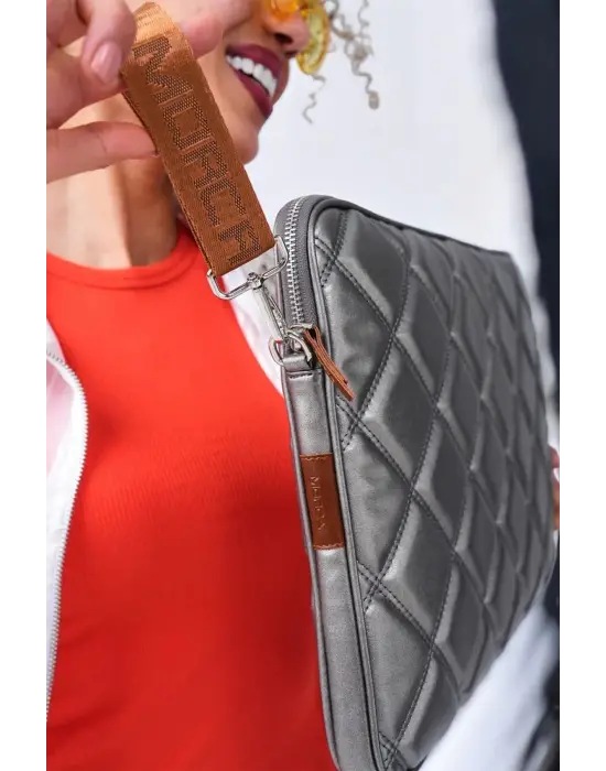 Kapitone 15-16 İnç Gri Notebook Tablet Laptop Kılıfı