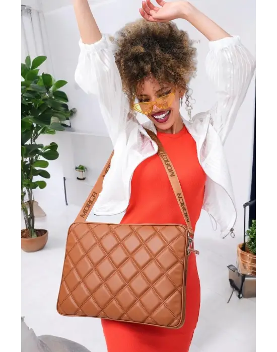 Kapitone 15-16 İnç Taba Notebook Tablet Laptop Kılıfı