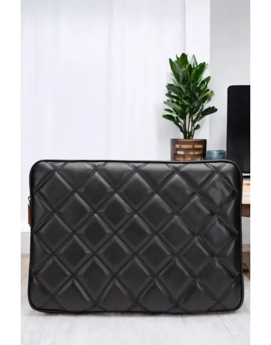 Kapitone 15-16 İnç Siyah Notebook Tablet Laptop Kılıfı