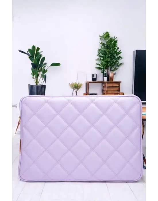 Kapitone 15-16 İnç Lila Notebook Tablet Laptop Kılıfı