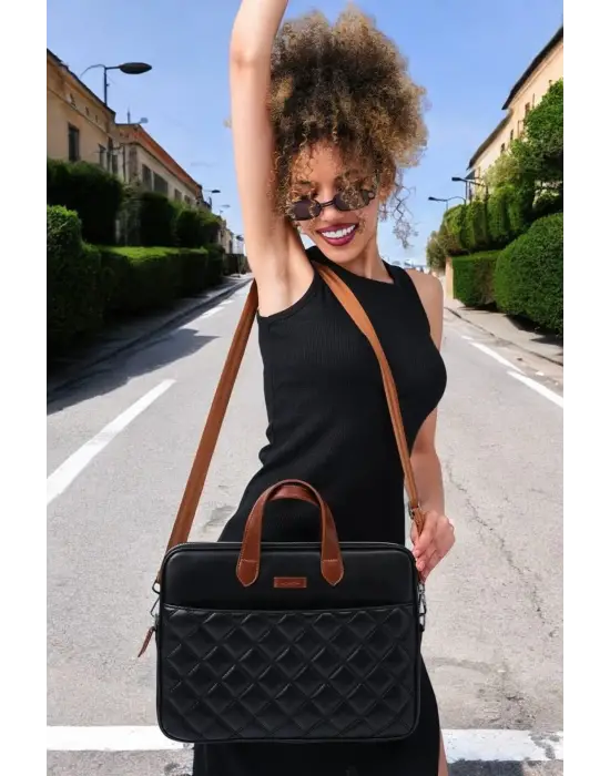 Macbook Air Pro 13.3-14 inç Siyah-Taba Notebook Laptop Evrak Çantası