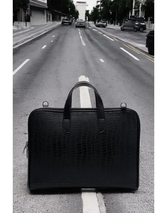 Macbook Air Pro 13-14 Inç Desenli Siyah Notebook Laptop Evrak Çantası