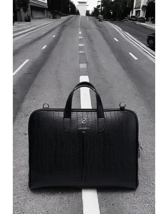 Macbook Air Pro 13-14 Inç Desenli Siyah Notebook Laptop Evrak Çantası