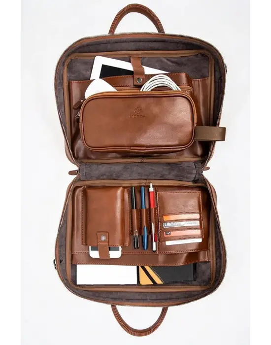 Macbook Fonksiyonel Organizer 13-14 İnç Taba Notebook Laptop Evrak Çantası