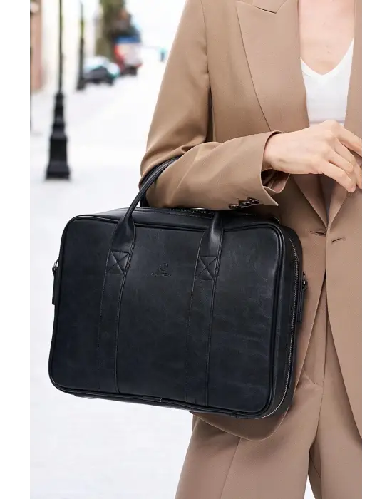 Macbook Fonksiyonel Organizer 13-14 İnç Siyah Notebook Laptop Evrak Çantası