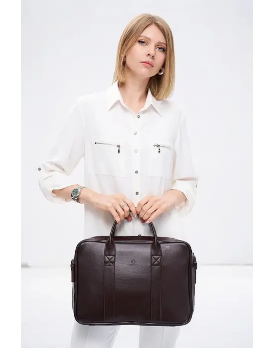 Macbook Fonksiyonel Organizer 13-14 İnç Kahverengi Notebook Laptop Evrak Çantası
